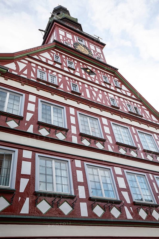 Town Hall of Kirchheim unter Teck, Baden-WÃ¼rttemberg, Germany. Detailed view of half-timbered architecture in southern Germany