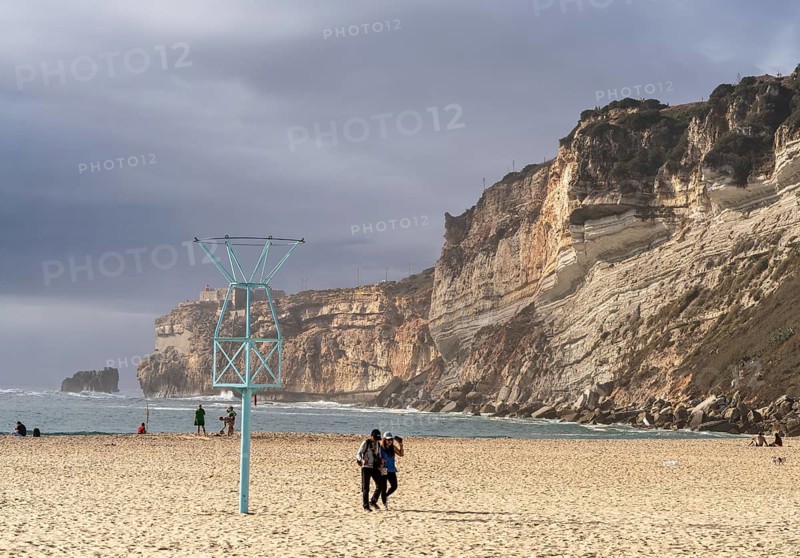 Rocks and cliffs at Farol de Nazare, Portugal