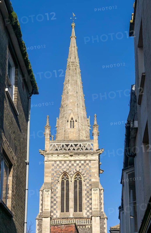 Spire of Ipswich Minster, formerly Saint Mary-le-Tower church, town centre of Ipswich, Suffolk, England, UK
