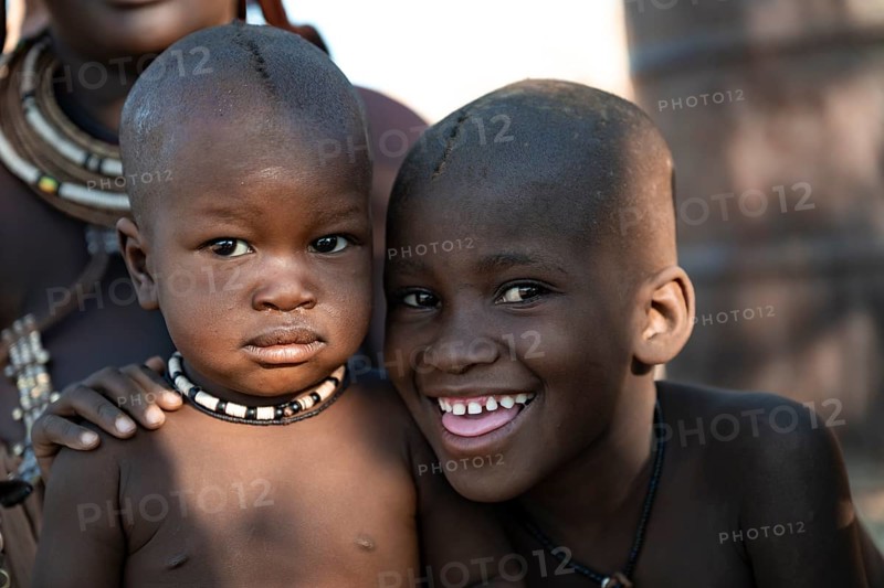 Funny Himba kids, traditional Himba village, Kaokoveld, Kunene, Namibia