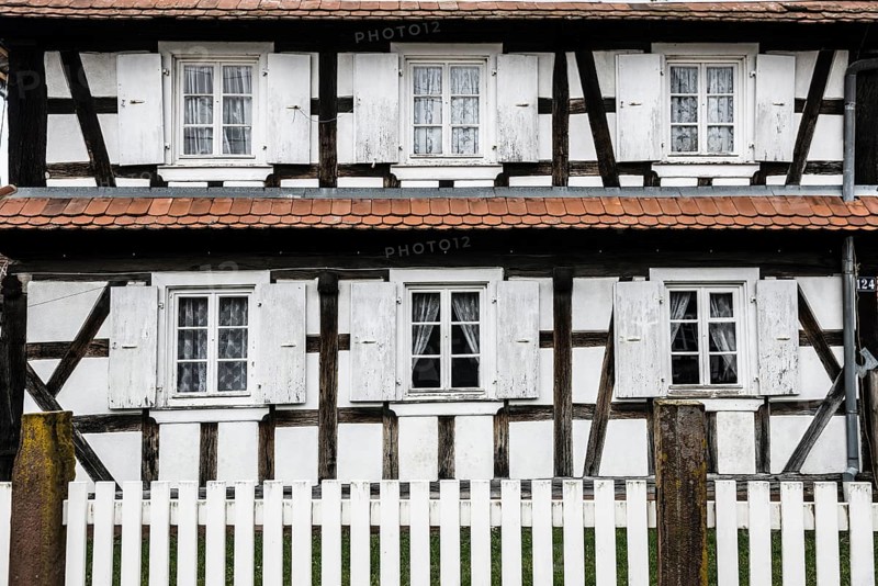 Village made entirely of half-timbered houses, Seebach, Alsace, Bas-Rhin department, France