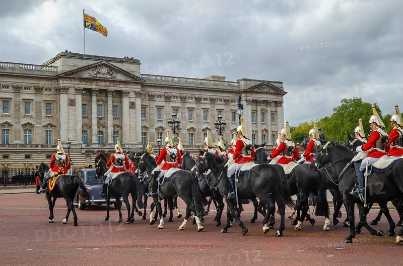 Household Cavalry Mounted Regiment during a parade in front of Buckingham Palace, London, Great Britain