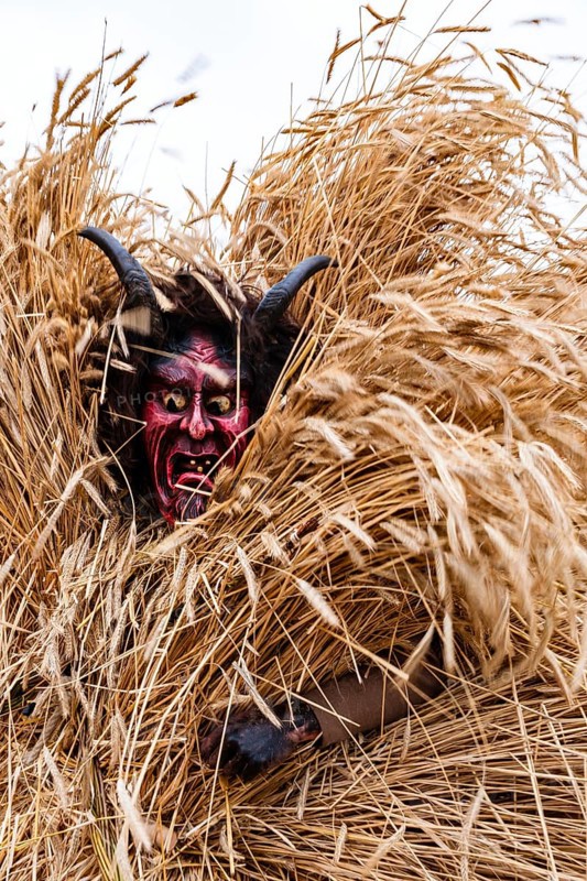Buttnmandl with wooden mask, Berchtesgaden, Berchtesgadener Land, Upper Bavaria, Bavaria, Germany
