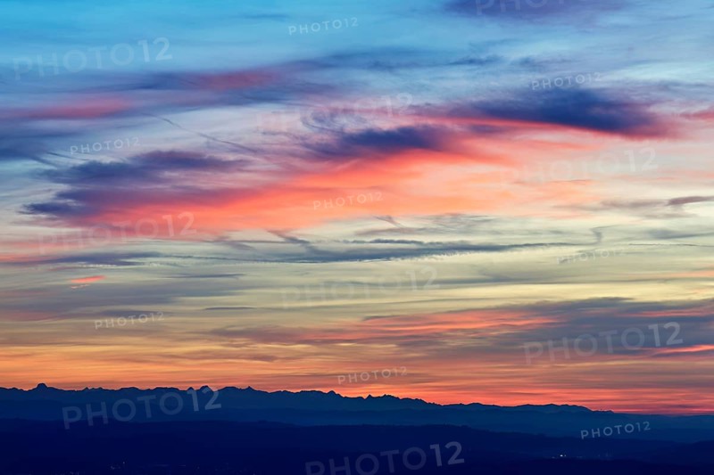 Red clouds over the Alps, MÃ¼swangen, Canton of Lucerne, Switzerland