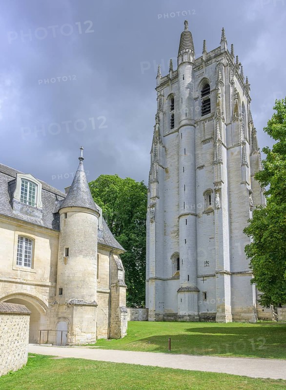 Tower of the Abbey of, Le Bec-Hellouin, Eure, France