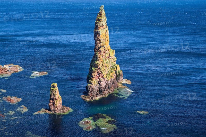 Duncansby Stacks pinnacles in the sea at Duncansby Head, John o' Groats on the east coast of Scotland