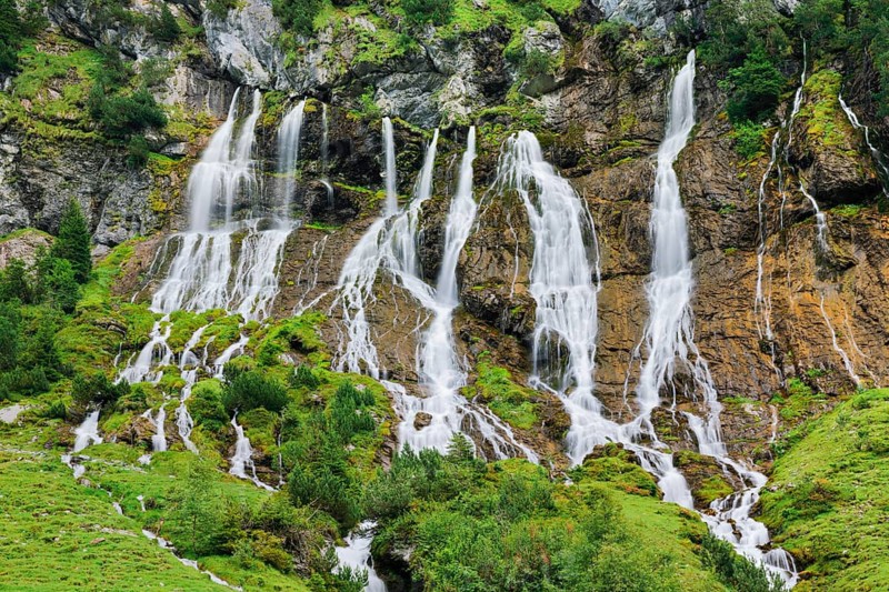 Jungibach Falls in Gental near Engstlenalp, Canton of Bern, Switzerland