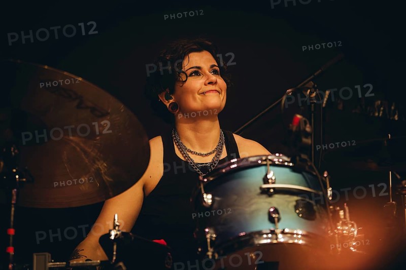 Camille Phillips, drummer from The Subways live on For Eternity Tour 2025 at Hole44 in Berlin on 29.11.2025