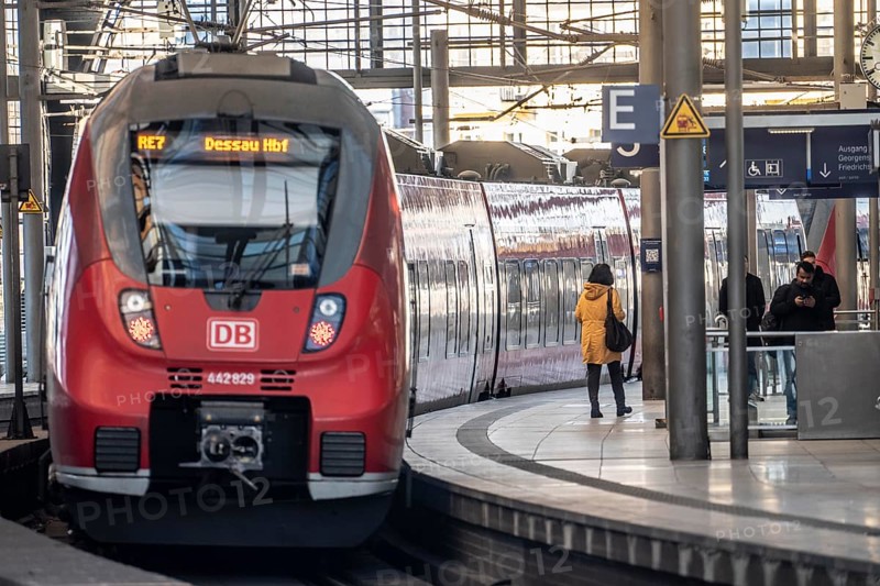 Regional express, RE7, to Dessau at FriedrichstraÃŸe station, Berlin, Germany
