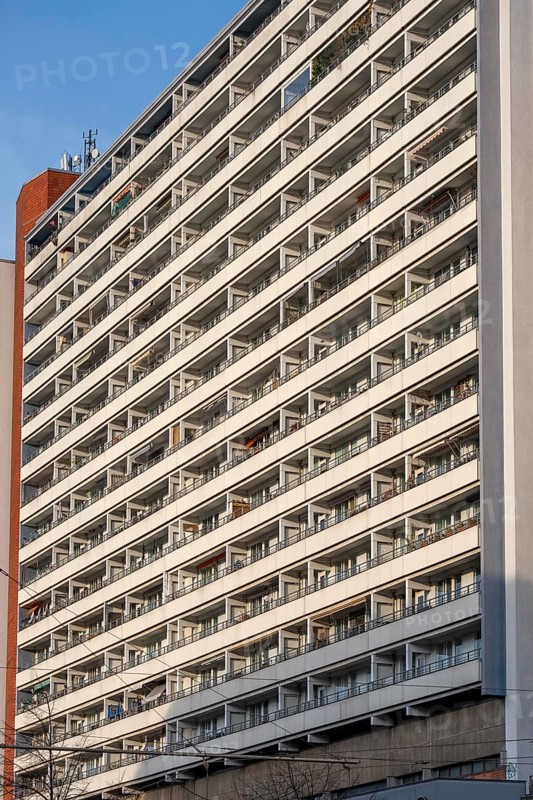 High-rise residential building on Spandauer Strasse in Berlin, Germany