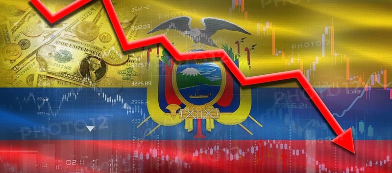 Ecuador Financial Crisis on Economic Graph. Financial Fall Ecuadorian on Economy Market