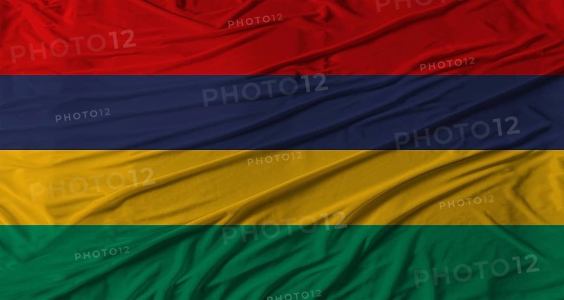 Mauritian flag waving. Flag of Mauritius with cloth texture