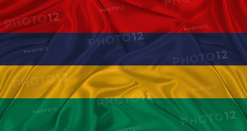 Mauritian flag with fabric texture. Realistic flag of Mauritius waving, National flag