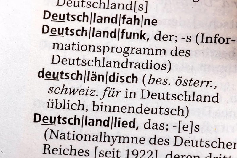 Deutschlandlied. German, Deutschlandfunk. Term from the Duden. Standard work of German spelling, 29th edition. germany