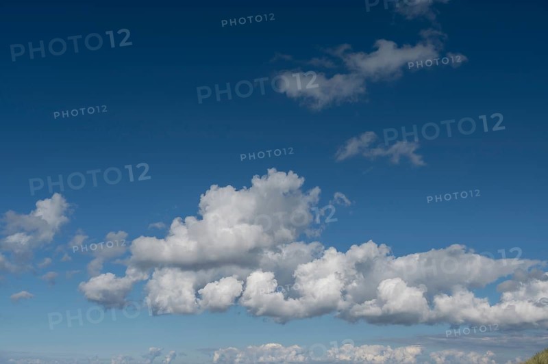 Heap clouds (cumulus) in the blue sky, Ahrenshoop, Mecklenburg-Western Pomerania, Germany