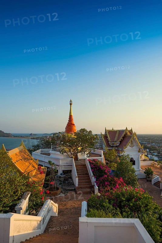 Wat Khao Chong Krachok, sunset, Prachuap Khiri Khan, Prachuap Khiri Khan Province, Central Thailand, Thailand