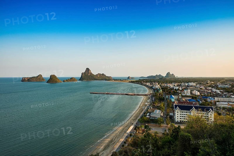 Panoramic view from Wat Khao Chong Krachok, Prachuap Khiri Khan, Prachuap Khiri Khan Province, Central Thailand, Thailand