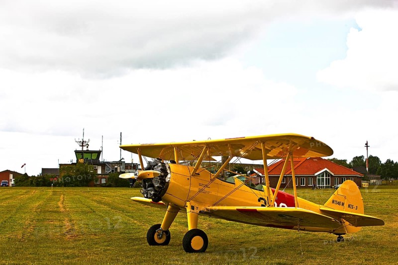 Boeing Stearman, radial engine, biplane, classic tail wheel, trainer, Spotterday, Wittmund, Lower Saxony, Germany
