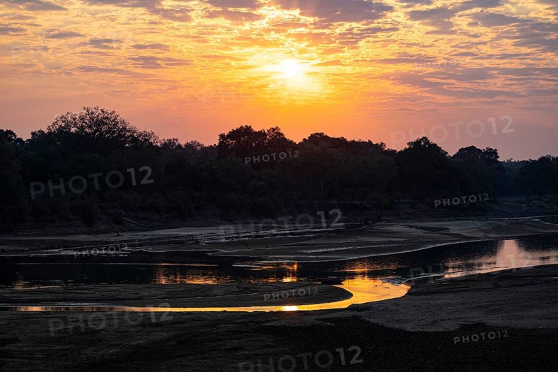 South Luangwa River at sunrise dry season Zambia
