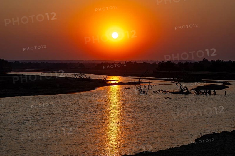 South Luangwa River at sunset dry season Zambia