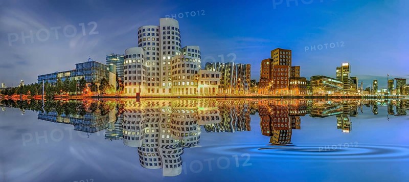 Medienhafen panoramic reflection built in DÃ¼sseldorf Germany