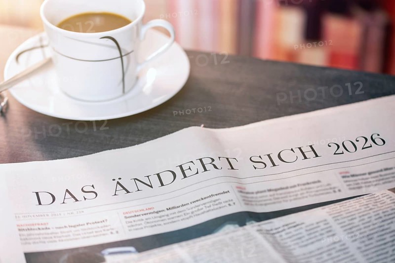 Close-up of a newspaper with the text THAT CHANGES 2026 (digitally edited)