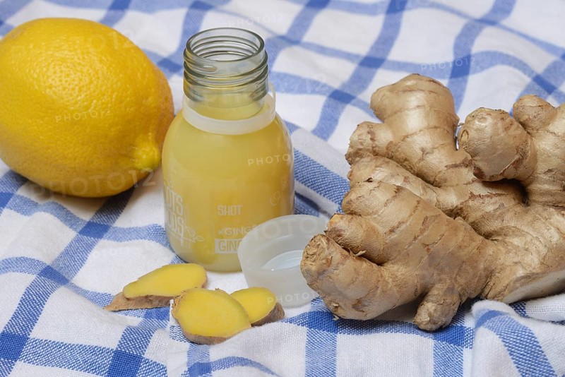 Ginger root, lemon and ginger shot