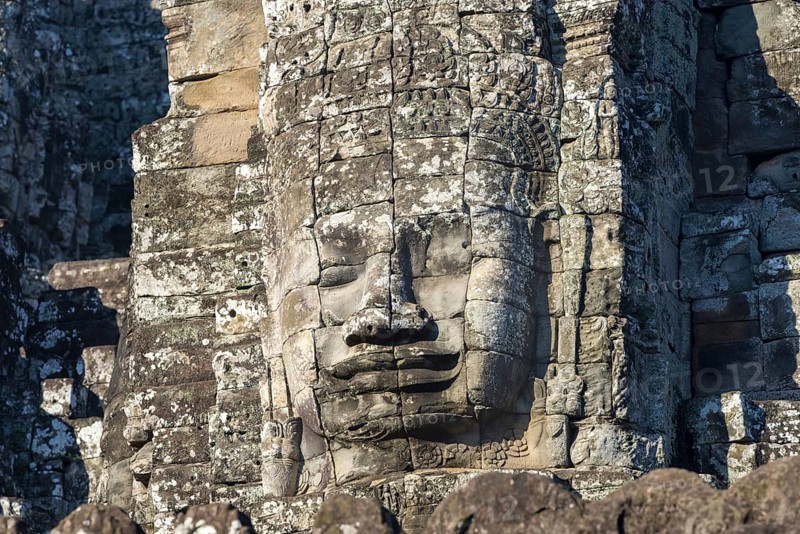 Huge stone-carved face of Bodhisattva Lokeshvara, also Avalokiteshvara, Bayon Temple, Angkor Thom, UNESCO World Heritage Site, Angkor Wat, Siem Reap, Cambodia