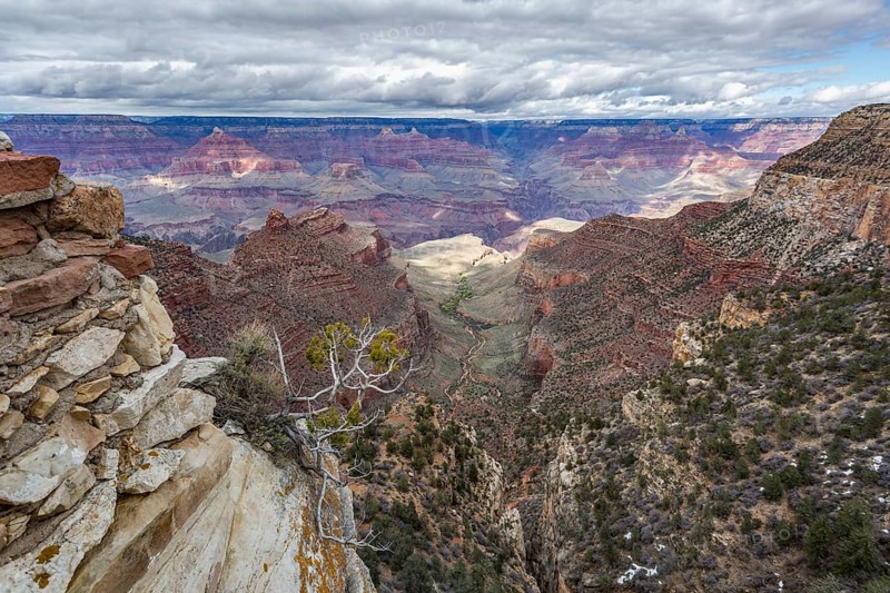 Rock formations at the South Rim of Grand Canyon National Park in Arizona