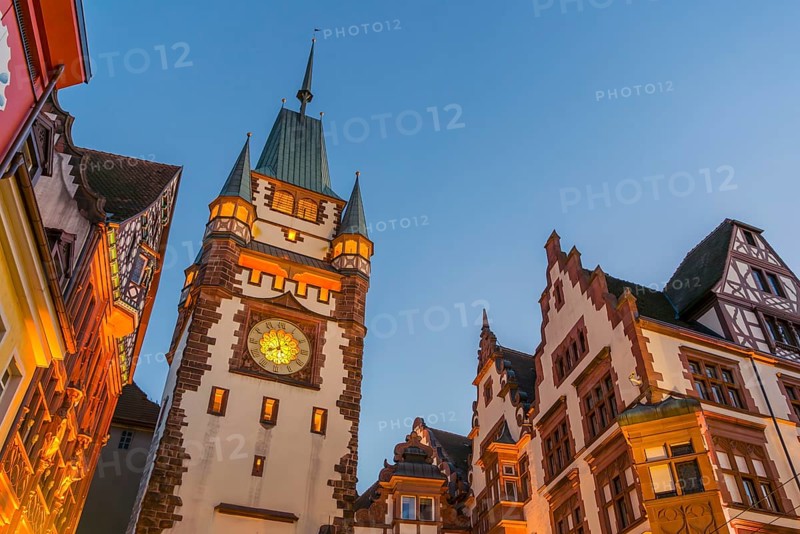 The historic Swabian Gate in the evening light, Freiburg im Breisgau