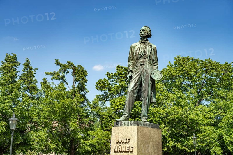 Statue of painter Josef MÃ¡nes in Prague, Czech Republic