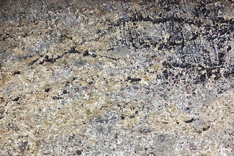 Natural stone with light and dark patterns, showing beige and black textures