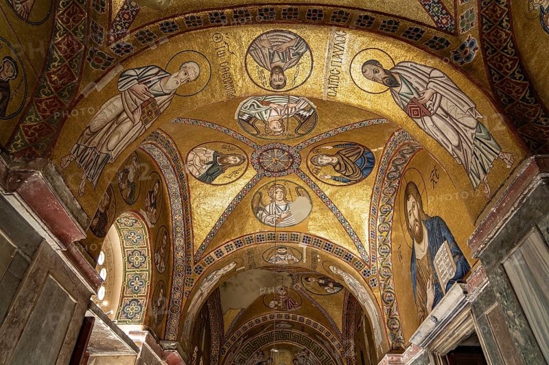 Mosaics in the Catholicon of the Hosios Luke Monastery, UNESCO World Heritage Site in Steiri, Greece