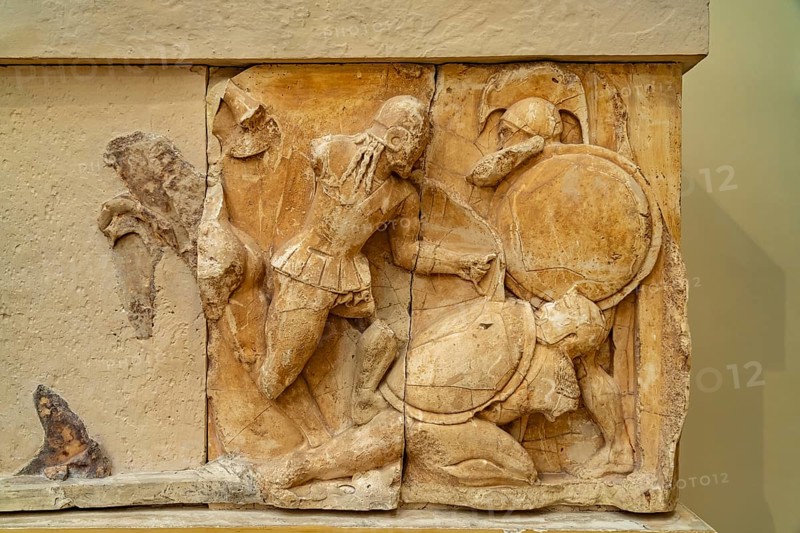 Ancient Greek Friezes in the Delphi Archaeological Museum, UNESCO World Heritage Site in Delphi, Greece
