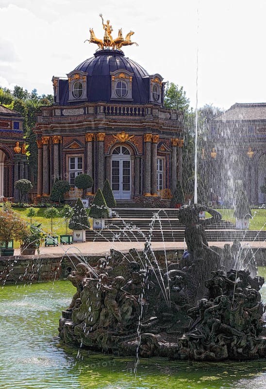 Water features of the Upper Grotto, Sun Temple, Hermitage in Bayreuth, Upper Franconia, Bavaria, Germany