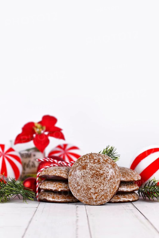 Traditional German round glazed gingerbread Christmas cookie called 'Lebkuchen'