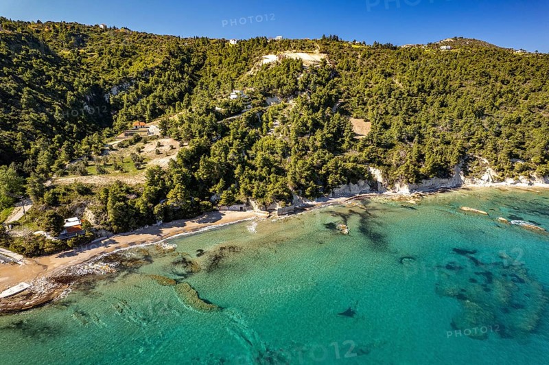 Soutsini beach near Kymi seen from the air, Euboea or Evia island, Greece