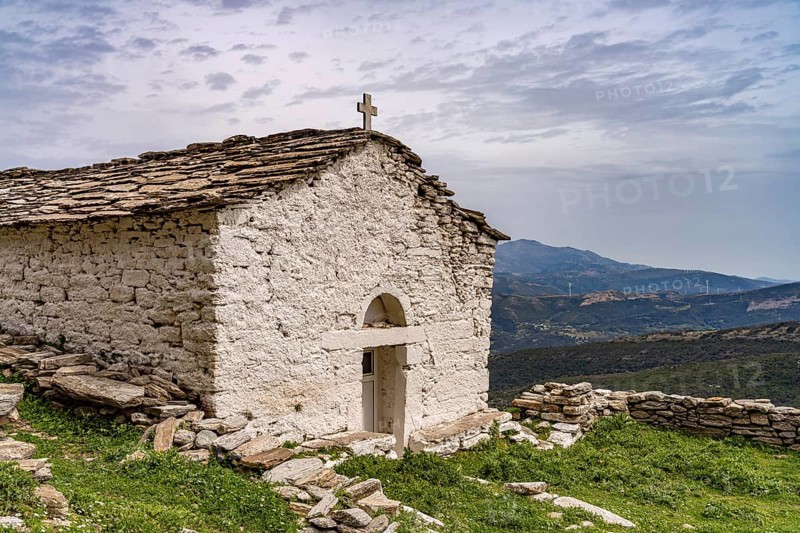Small church on Mount Ochi near Styra, Euboea or Evia island, Greece