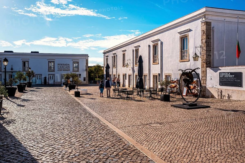 Courtyard of the Cidadele de Cascais Artists' Farm in Forte de Nossa Senhora da Luz de Cascais, Portugal