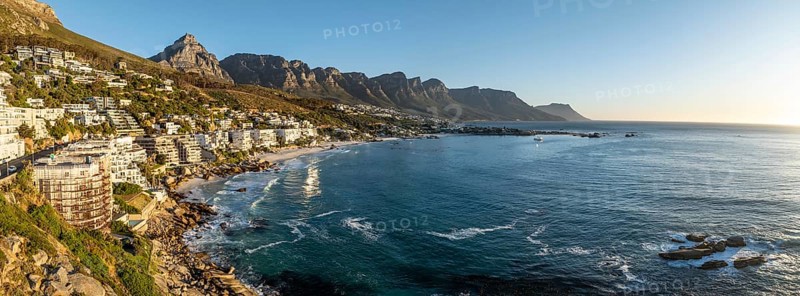 City view, aerial view, ocean with Clifton Beach, Cape Town, South Africa