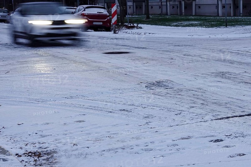Winter, slippery roads with snow and ice, slippery roads, Germany