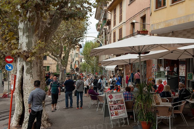 Street scene in Soller, Majorca, Spain