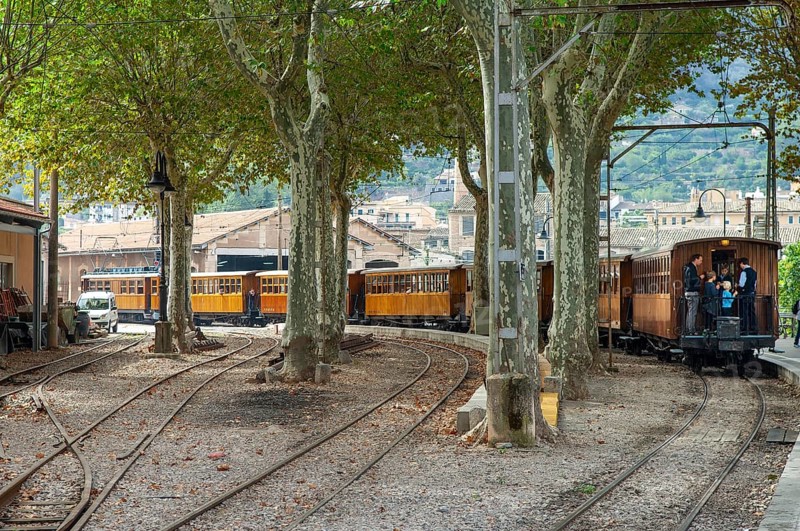 Historic Soller train running from Palma to Soller and Port de Soller, Majorca, Spain