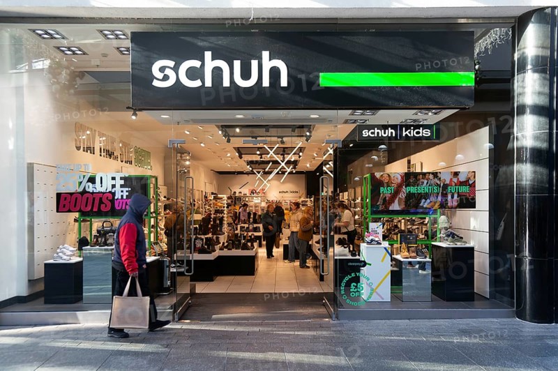 Schuh shop store in city centre shopping area, Princesshay, Exeter, Devon, England, UK