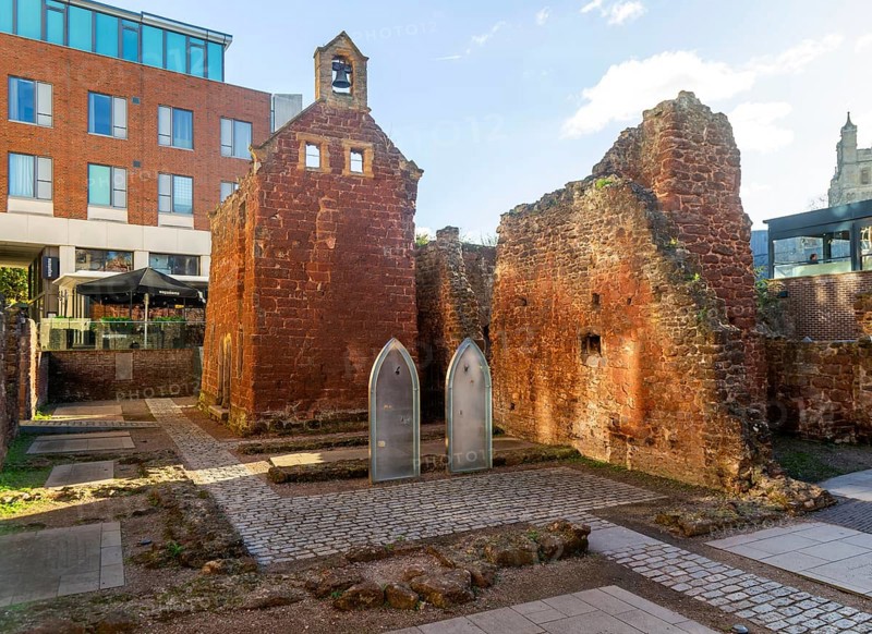 Ruins of St Catherine's Chapel and Almshouses, Exeter, Devon, England, UK