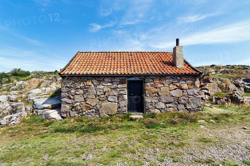 Traditional stone house, listed building, ChristiansÃ¸, Christiansö, Ertholmene, Pea Islands, Bornholm, Baltic Sea, Denmark