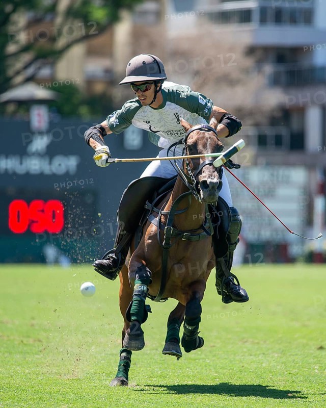 Portrait of polo player Bautista Bayugar from the La Hache Cria y Polo team at the 132nd Argentine Open Polo Championship (Spanish 132nd Abierto Argentino de Polo de Palermo) at the Polo Stadium in Buenos Aires, Argentina