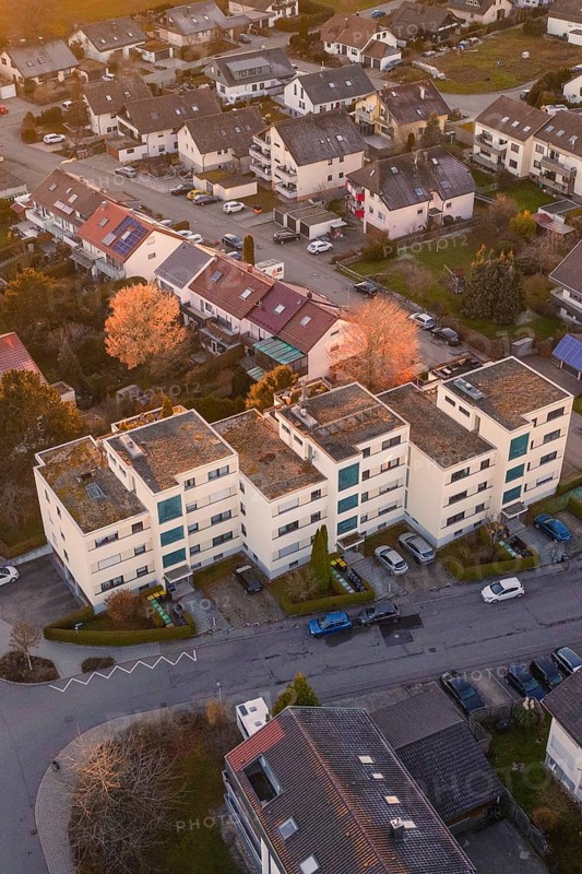 Apartment buildings in a suburb with parked cars and modern architecture, Althengstett, Calw district, Germany