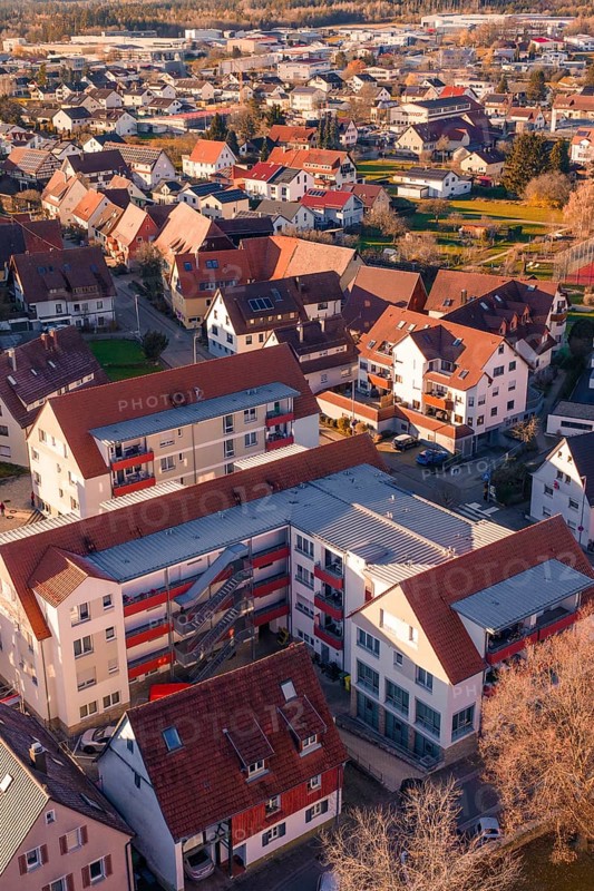 Close-up of residential buildings in a village with typical regional architecture and autumn atmosphere, Althengstett, Calw district, Germany