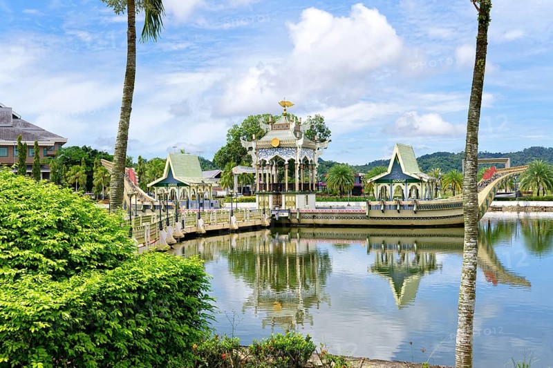 Ceremonial stone barge in the Masjid Omar Ali Saifuddien Mosque complex, Bandar Seri Begawan, Brunei